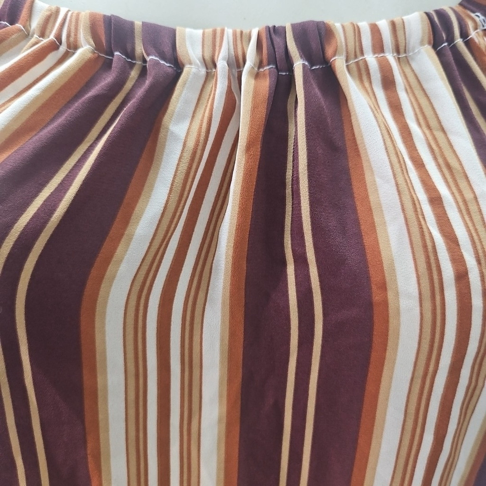 Forever 21 Contemporary Off Shoulder Striped Gauzy Y2K Office Top Size S - Picture 3 of 14